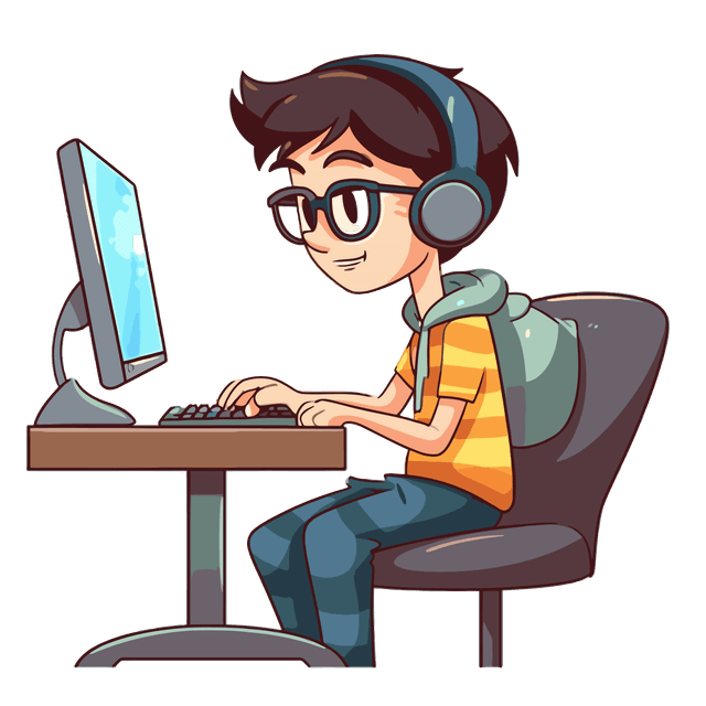 Estudante mexendo no computador